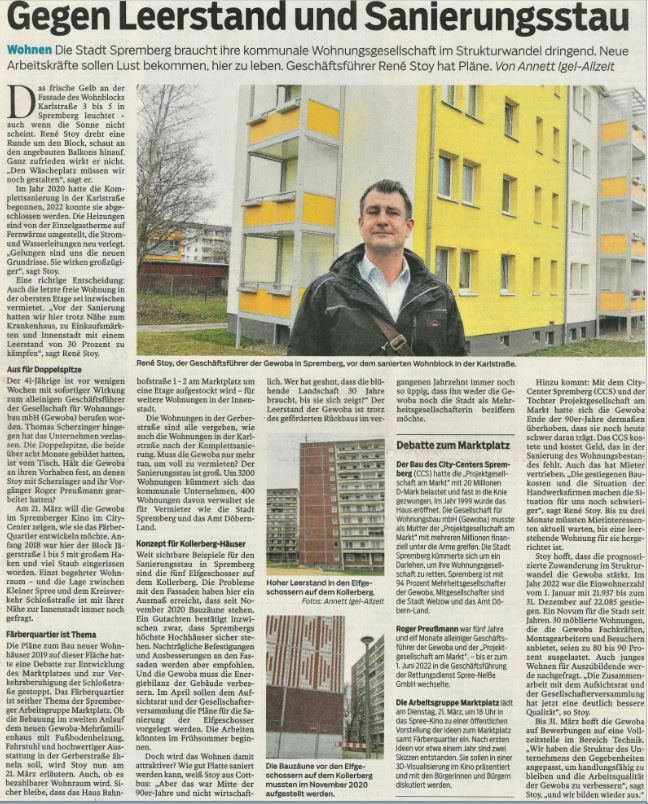 08.03.2023 - zukünftige strategische Ausrichtung der Gesellschaft für Wohnungsbau mbH - GeWoBa - Spremberg