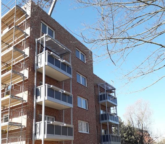 Gerberstraße 2, Bautenstand per 22-03-2022 - Außenfassade mit Balkonen